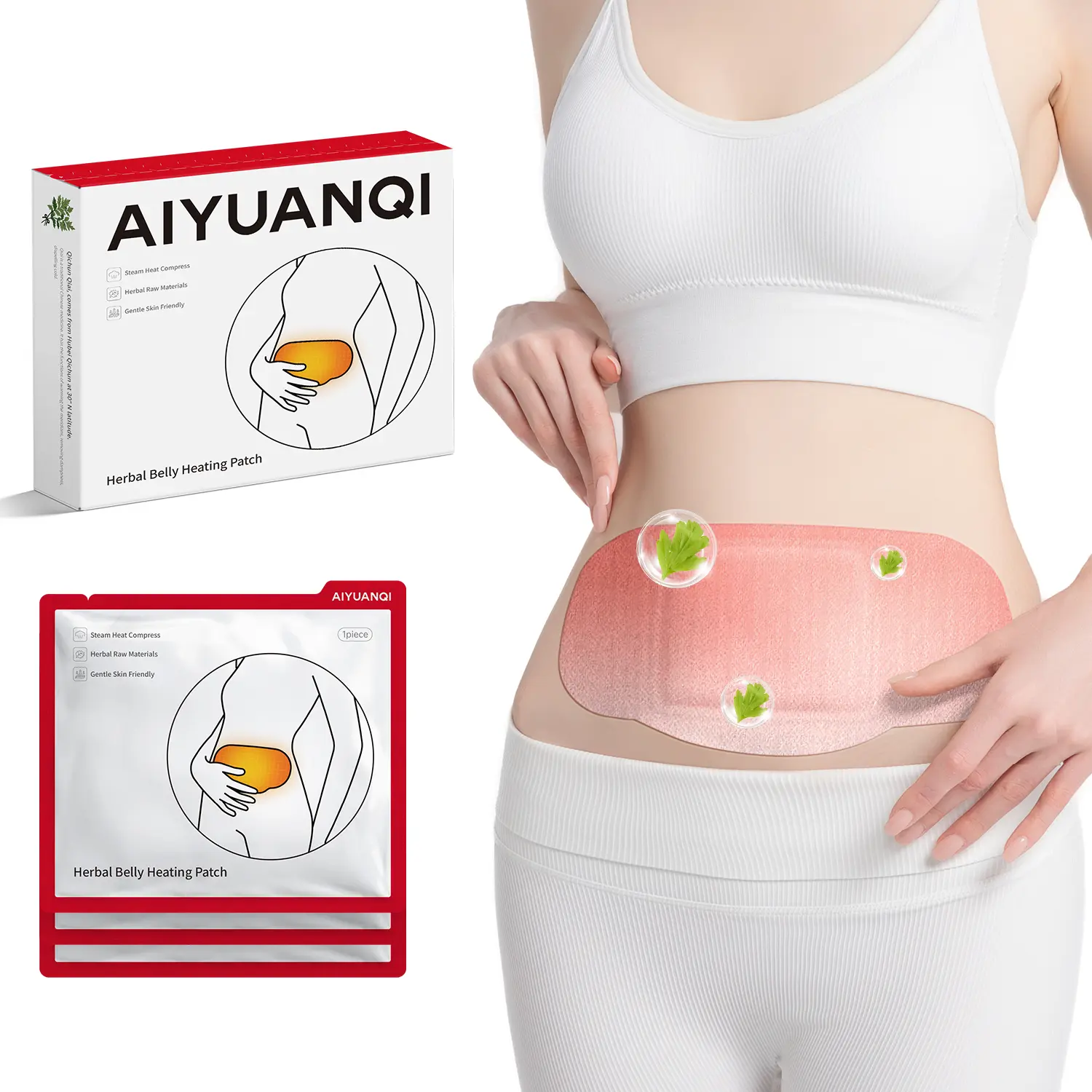 AIYUANQI [3Pack] Self-Heating Belly Patches - Adhesive, Deep Penetration Disposable Patches for Period Cramp Relief, Lower Back Aches & Herbal Inner Balance Body Care, Adhesive Patch Heating Pads, Belly Patch Heat Patches