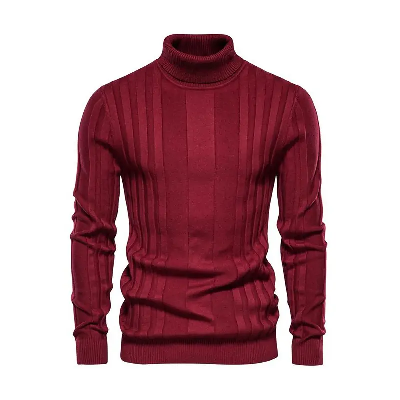 Men's Solid Turtleneck Sweater, Regular Fit Casual Long Sleeve Jumper for Fall & Winter, Men's Knitwear for Daily Wear Knitted Sweater Menswear Tops
