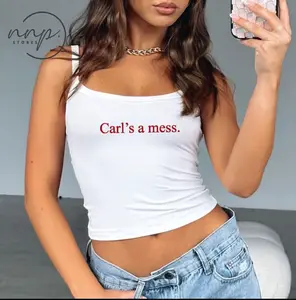 [Made in USA] Carl's a Mess micro rib spaghetti strap tank for women, Summer Should Be Fun Custom Racerback Tank, Spaghetti Strap Tank Top, TV Inspired Outfit, Hot Girls Crop top