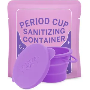 Pixie Menstrual Cup Compact Sterilizer for Feminine Care - Good for Public Restrooms, Camping or Dorms - Collapsible Cleaner Container for Your Menstrual Disc & Period Cup - Microwavable - Reusable
