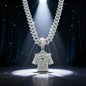 Cross-border European and American hip-hop diamond-studded number 7 jersey pendant alloy necklace hip-hop jewelry