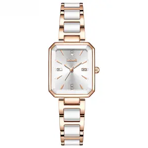 2026 Women's Light Luxury Wristwatch, Fashionable and Versatile, Ceramic with Diamond Inlay, Square Shape Women's Watch