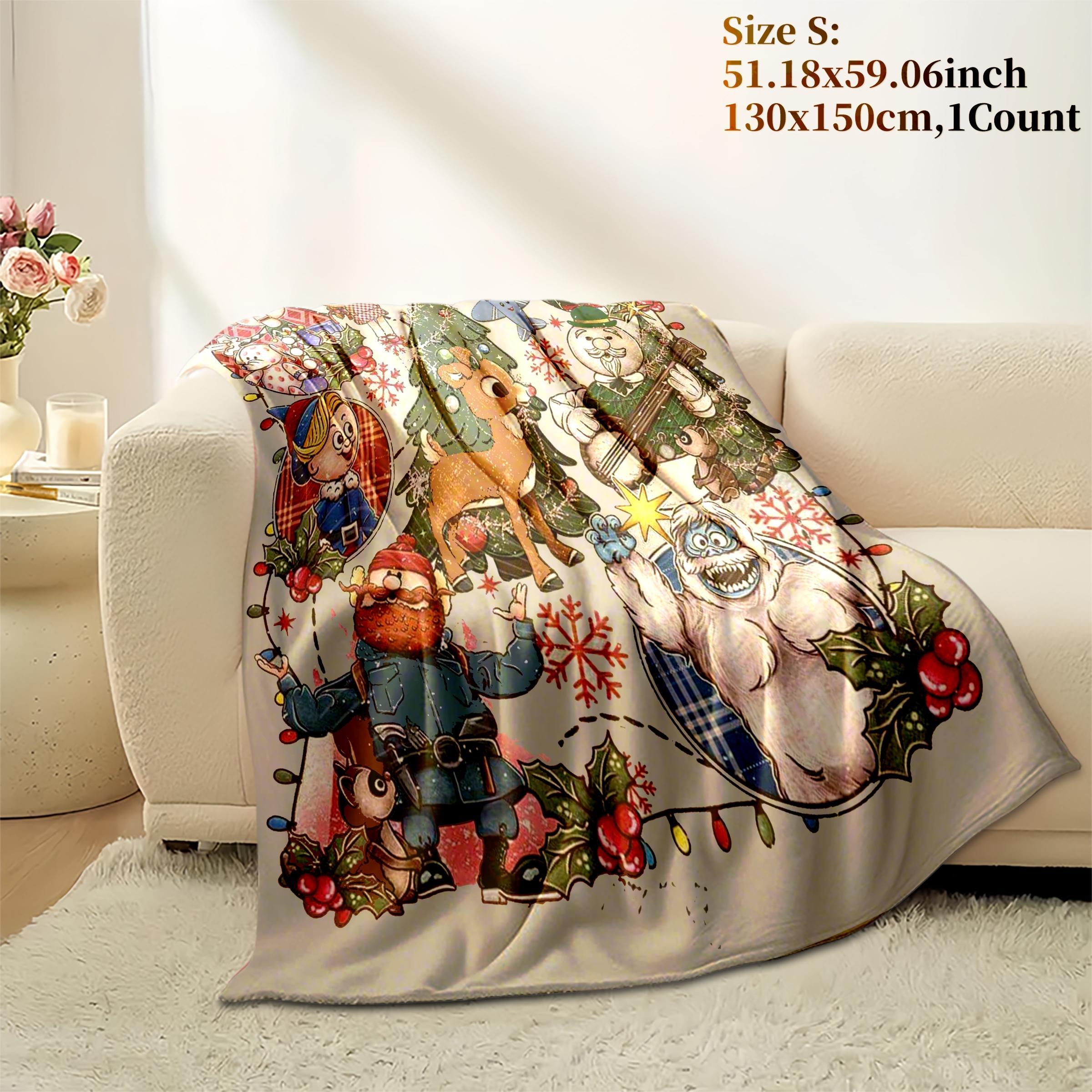 Rudolph the Red - Nosed Reindeer Christmas - Themed Blanket| Sofa Binging Throw, AC Home Blanket, Outdoor Picnic Vibe For Christmas party decor, winter family movie nights, New Year gathering decor Ideal for Christmas, New Year's Day, New Year