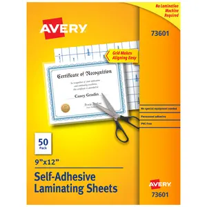 Avery Clear Laminating Sheets, 9" x 12", Permanent Self-Adhesive, 50 Self-Laminating Sheets (73601)