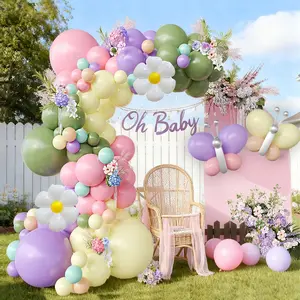 159pcs Butterfly Spring Balloon Arch Kit with Sage Green, Pink & Purple Fairy Party Decor