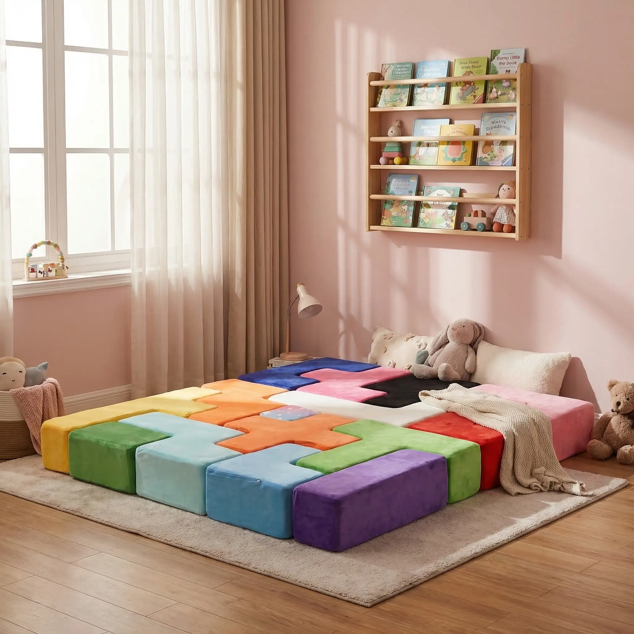 Lanshen Modular Play Couch,Block Splicing Play Couch Kids Couch,Nugget Couch ,Convertible Children Bed Out Play Foam for kid3+ years old excellent gift for Christmas and Birthday Lounge Sofa Fun Furniture