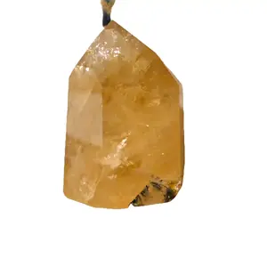 Beautiful Citrine Medium/Small-sized tower with black tourmaline inclusion. Beautiful rainbows throughout!