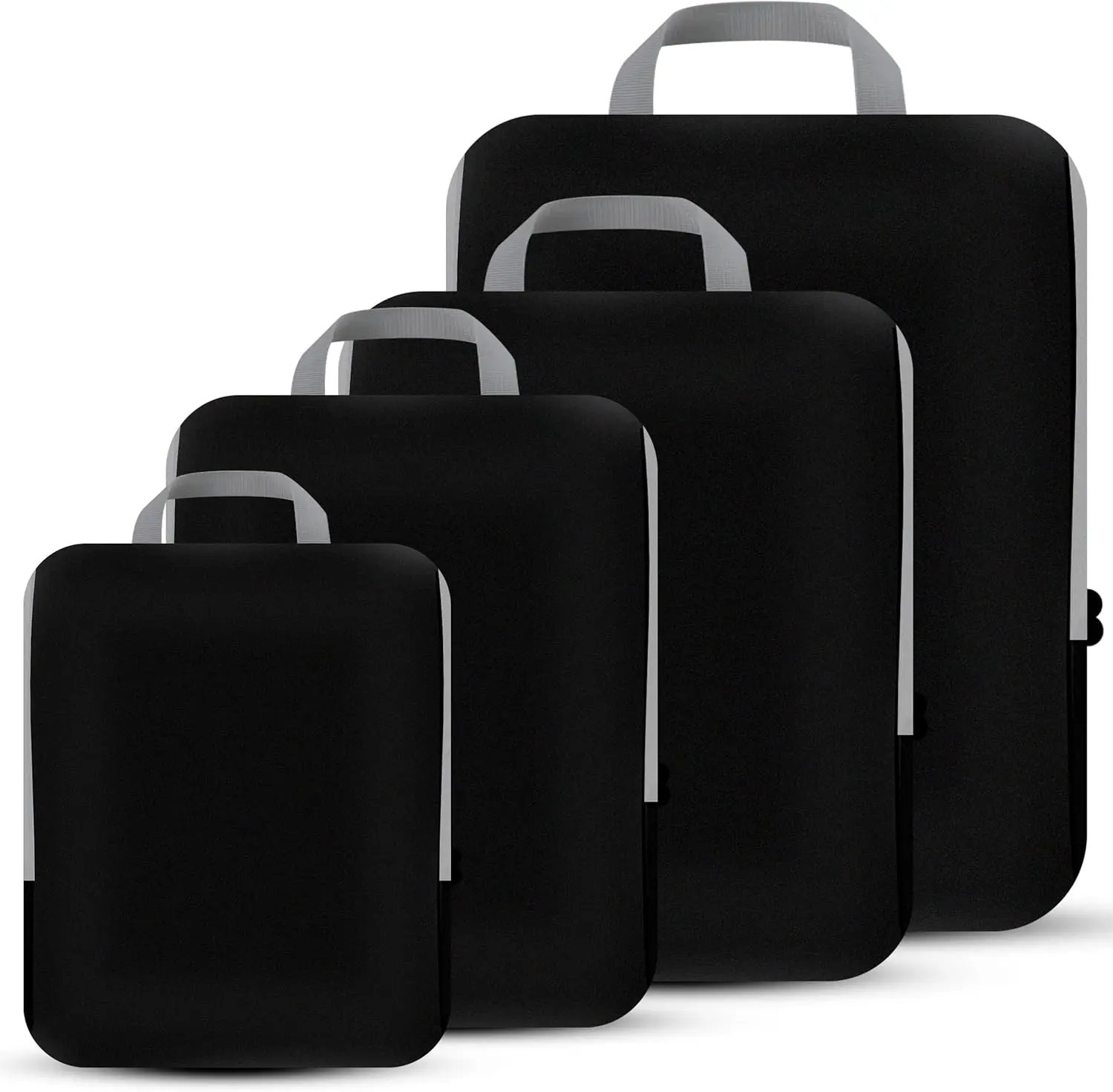 4 Pack Compression Packing Cubes | Expandable Travel Packing Organizers for Carry-On Luggage & Suitcase Storage | Travel Essentials | Black