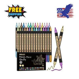 30 Colors Dual Tip Acrylic Metallic Marker Pens for Black Paper for DIY Arts & Crafts