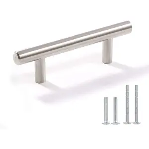 Cabinet Handles - 30-Pack Stainless Steel Brushed Satin Nickel Hollow Tube T-Bar Drawer Pulls, Suitable for Kitchen Furniture Hardware (Satin Nickel, Total Length: 6inch , Hole Center: 3-3/ 4inch )giftgift