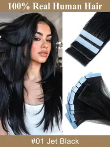 Invisible Tape in Hair Injection Tape in Human Hair Extensions, Real Hair Extensions #60 PU Weft Tape On 10pcs/pack Add Volume For Side Hair, Increases Hair Volume, Easy to Use, Durable and Strong Hold