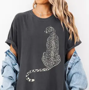 Comfort Colors Leopard Comfort Colors T-shirt, Large Graphic Printed Leopard Image Shirt, Boho Style Leopard Tee, Jungle Shirt, Oversized Trendy Shirt