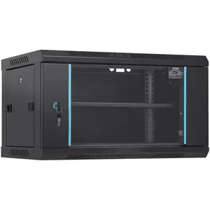 VEVOR 6U Wall Mount Network Server Cabinet - 15.5'' Deep Compact Enclosure Cabinet with Airflow, Adjustable Rack Design, Locking Glass Door & Side Panels, 200 lbs Max Load, for IT/A/V Equipment (TikTokShopBlackFriday), Enclosure Cabinets