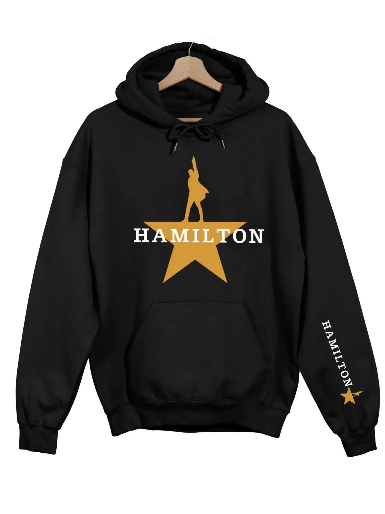 Unisex Retro Hamilton Broadway Women Hoodie Sweatshirts Tops - Golden Star & Silhouette Print, Theater Kid Core Aesthetic for Hamilton Stans, Broadway Dates, Musical Marathons, Concert Merch & Comfy Home Wear, Heavyweight Material, Fabric, Long Sleeve