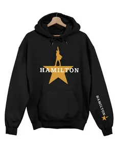 Unisex Retro Hamilton Broadway Hoodie Sweatshirts - Golden Star & Silhouette Print, Theater Kid Core Aesthetic for Hamilton Stans, Broadway Dates, Musical Marathons, Trendy Street Style, Concert Merch & Comfy Home Wear, Premium Heavyweight Material