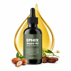 Ephix Beard Oil For Men - Maximum Beard Growth Oil For Promoting Health Beards - Daily Hair Care - Jojoba & Argan Oil Formula for Moisturizing Skin and Enhancing Beard Health - 2 oz Bottle - Made In USA Sulfate Free Paraben Free