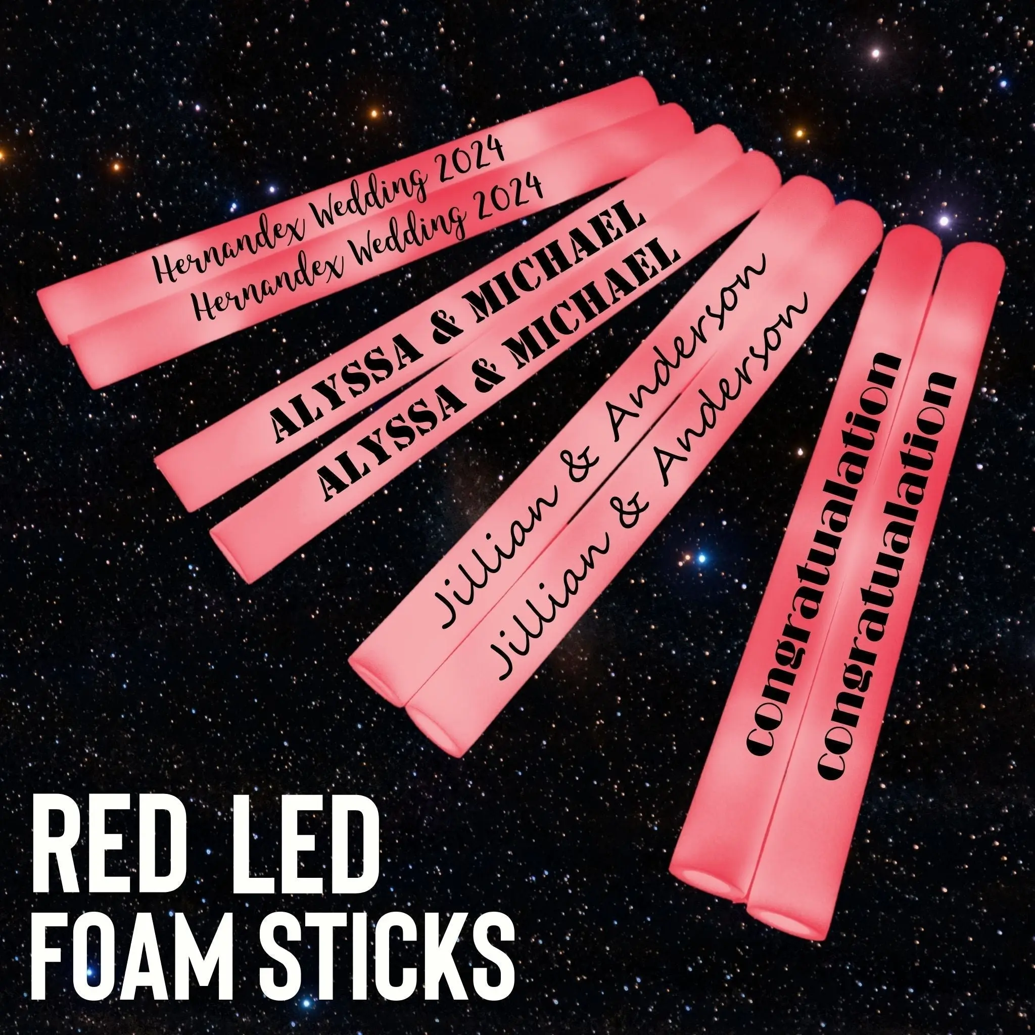 Red LED Foam Sticks