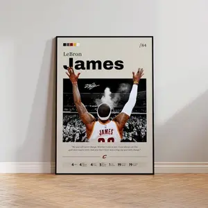 Poster, LeBron James Wall Art Print, Basketball Decor, Sports Wall Art, Poster, Sports Fan Gift, Basketball Wall Decor