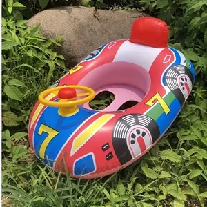 1pc Swimming Ring with Steering Handle and Horn, Racing Theme, Inflatable Water Seat, PVC Material, Perfect for Fun in the Pool, Pool Floats