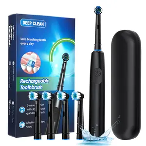 Electric Toothbrush Rechargeable Toothbrush for Adults 5 Modes Rotary Electric Toothbrushes with 4 Replacement Soft Brush Heads