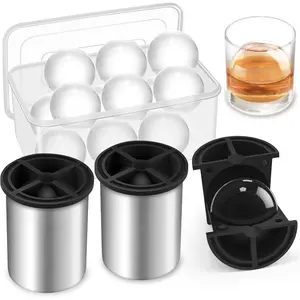 Clear  Maker - 2.5" Ball - Stainless Steel Clear Ice Maker - Compact Design - for , ,  - 2 PACK with Ice Tong & Ice Box