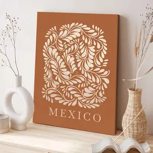 Mexican Pattern Canvas Poster, Solid Wood Frame, Modern Art Wall Decor, Waterproof HD Print, Ideal for Living Room & Bedroom