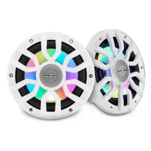 NXL 7.7” 2-Way Coaxial Marine Speaker with Bullet Tweeter, Digital LED Lights & White Deck LED | 175W RMS 4-Ohm (NXL-IQ7.7/WH)