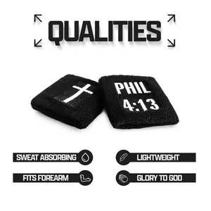 Christian Workout Headbands for Women Men, Sweat Wristbands with Cross & Bible Verse PHIL 4:13, Gift for Athletes, Gym, Running, Tennis, Fitness - 2 Pack