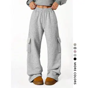 Unisex's Plain Flap Pocket Sweatpants, Casual Streetwear   Pants for Daily Wear, Unisex Bottoms for Fall & Winter