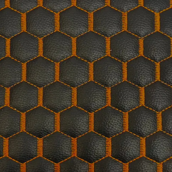 Honeycomb Hexagon Quilted Foam Backed Faux Leather Vinyl Fabric
