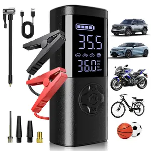 10 in 1 Car Jump Starter with Air Compressor,Battery Jumper Starter Portable with 150PSI Tire Inflator 12V Jump Box with LCD Display, Flashlight, Dual USB Quick Charge (Up 11.0L Gas/9.0L Diesel Engine)