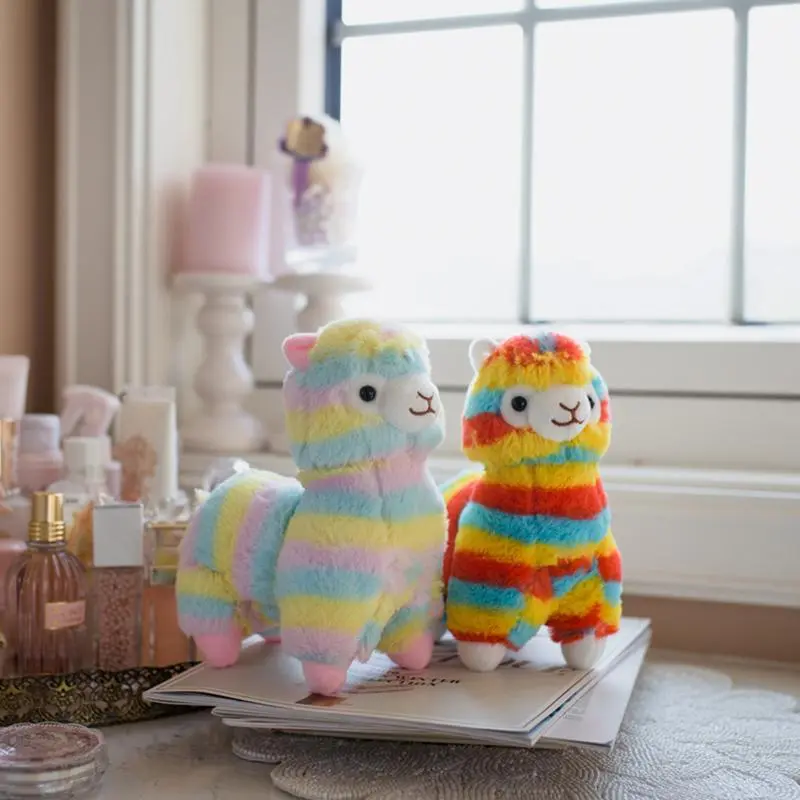 Unisex Japanese Soft Plush Multicolor Rainbow Alpaca Toy - 20-50cm Sizes (28cm,35cm), High-Quality PP Cotton Vicugna Pacos Alpacasso Llama Stuffed Toy, Animals & Nature Themed Gift for Girls Kids