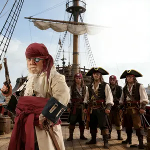 Halloween Christmas Festival Stage Performance Role Play Pirate Costume Set, Medieval Renaissance Pirate Headscarf and Belt Three-Piece