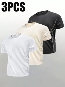 Men's Summer Lightweight Casual Sports T-Shirt, Fashionable Simple Commuting Tee for Running and Gym Fitness, Fitness Running Tops