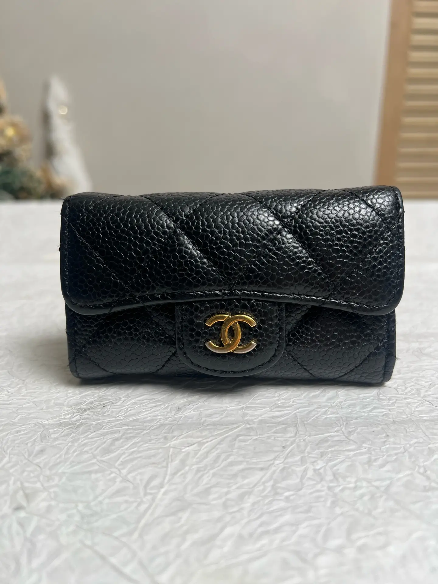 Pre-owned CHANEL Caviar Leather Card Holder / Key Pouch CC0013