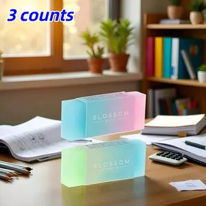 3-Piece Jelly Gradient Erasers Set, No-Residue Drawing Erasers, Ideal for School, Home, Office Supplies, Accountants, Back-To-School Gift, Holiday Present