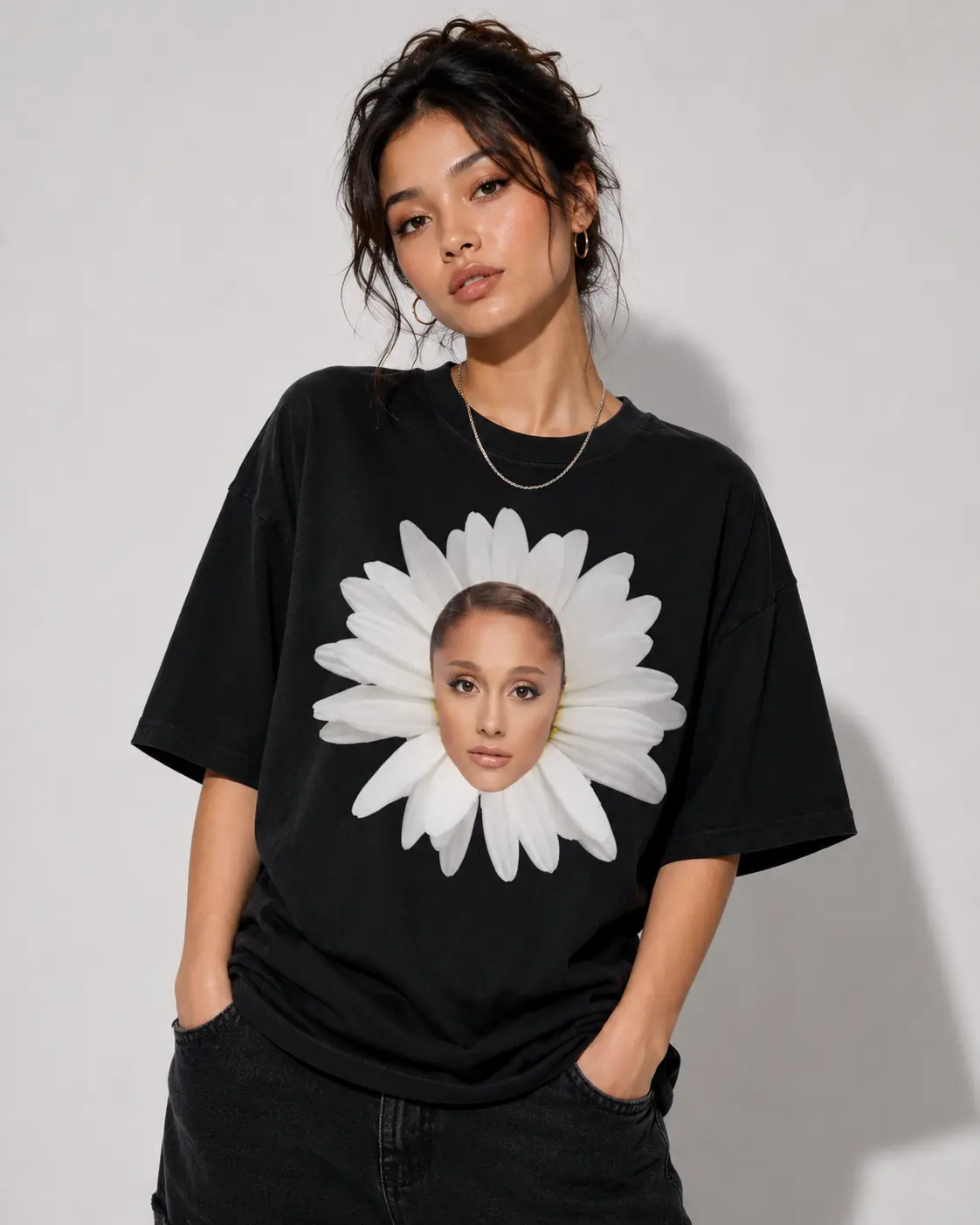 Ariana Flower Petal Baby Tee, Funny Ariana Inspired Shirt, Daisy Face Graphic T‑Shirt, Pop Star Meme Concert Outfit, Unisex Fan Apparel