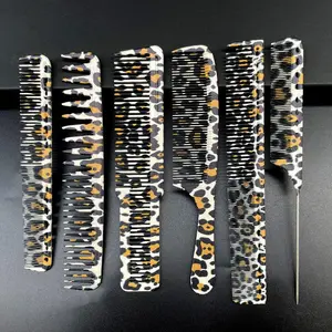 Leopard Print Hair Comb Set, 6 Counts/set Professional Shaping Hair Care Comb, Anti-static Hair Comb Set for Dry & Wet Hair Styling