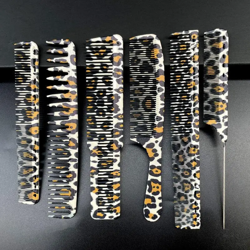 Leopard Print Hair Comb Set, 6 Counts/set Professional Shaping Hair Care Comb, Anti-static Hair Comb Set for Dry & Wet Hair Styling Combs