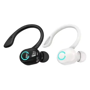 Single Ear Earphone, Wireless Earbuds with Earhooks, Business Wireless Headphones with Mic, Headset, Ergonomic Shape, HD Stereo Sound, Compatible with Android & iOS, Wireless Earphones, All Day Comfortable Using for Driving Cycling Running