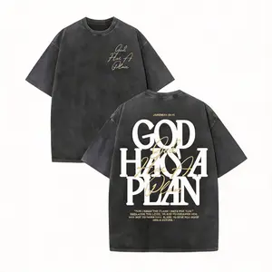 God Has A Plan Christian Faith T-Shirt, Vintage Washed Jeremiah 29:11 Bible Verse Oversized Tee, Religious Gift for Believers