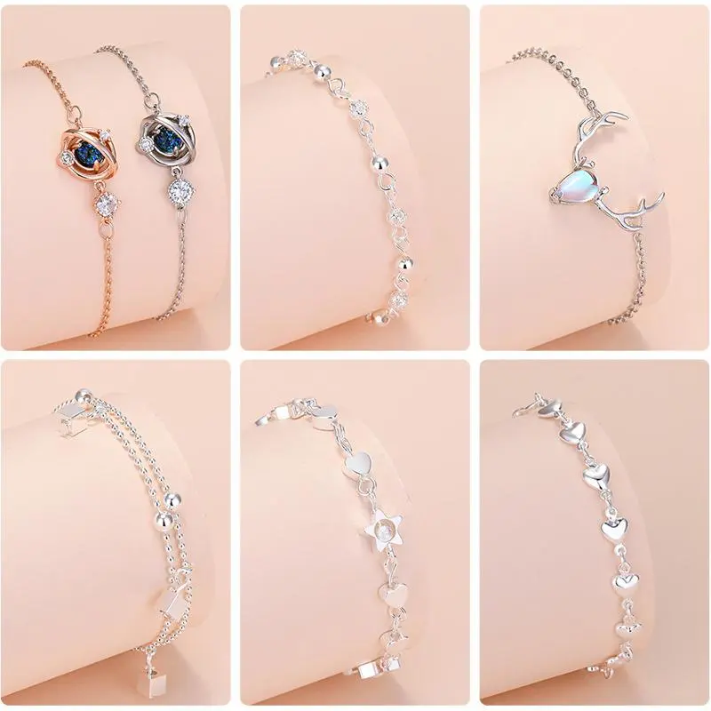 925 Sterling Silver Lucky Bead Charm Bracelets Woman Couple Chain Round Bangles Luxury Jewelry Accessories