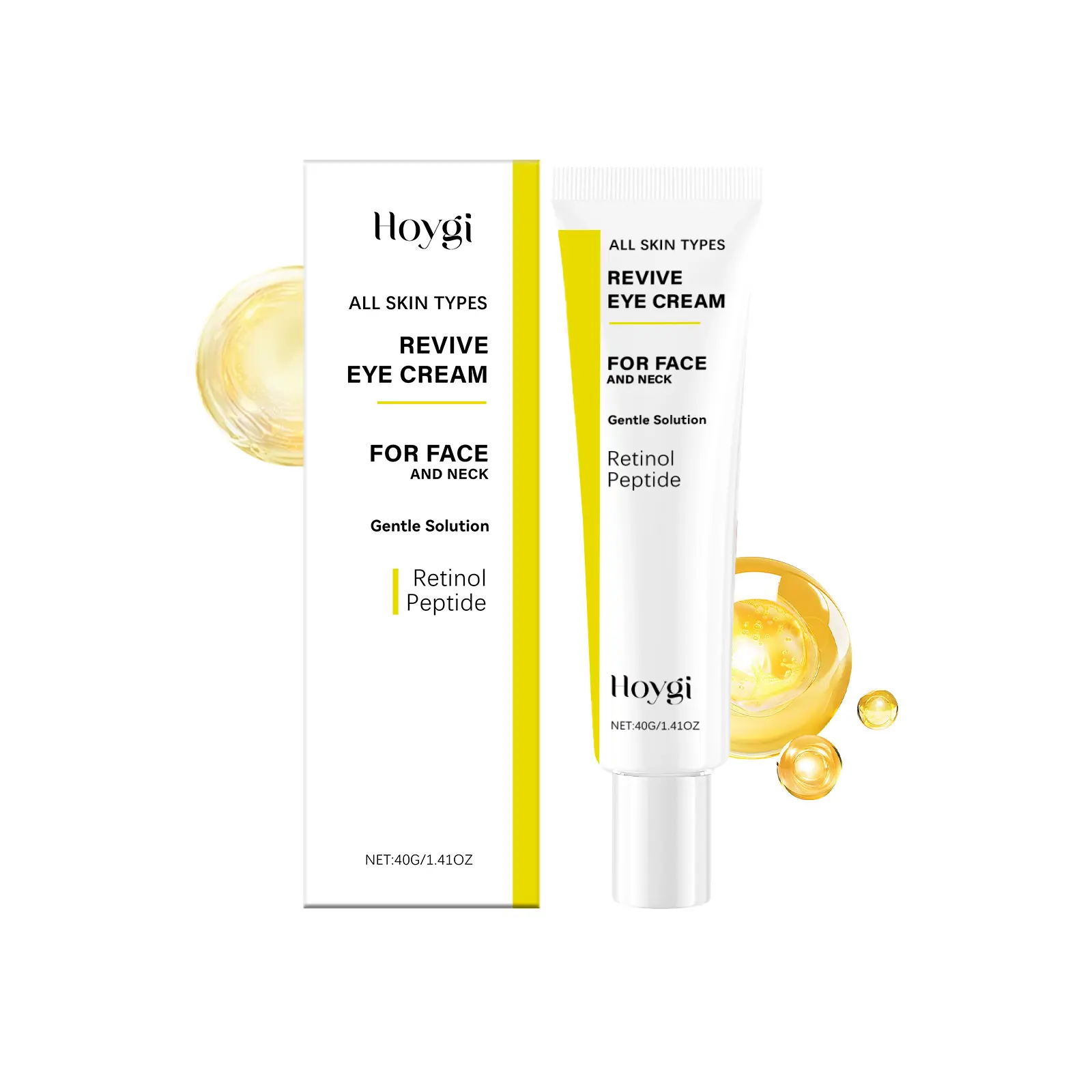 Retinol Under Eye Cream for Dark Circles Treatment, Hydrating Anti-Wrinkle Moisturizer to Lighten and Firm Skin for Face & Neck, 40g, Hydrate, Lighter