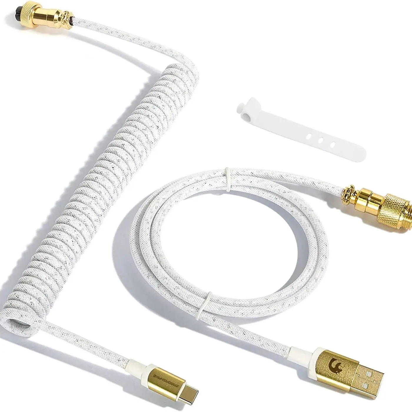 ATTACK SHARK C03 COILED CABLE Double Sleeved Type-C Cable Usb C Connection Compatible With Gold Plated Detachable Aviator Connector for Mechanical Keyboard Mouse Usb Cord
