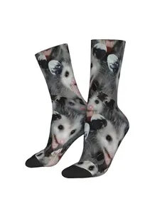 1 Pair Hip Hop Retro Screaming Possum Crazy Men's compression Tube Socks Harajuku Pattern Printed Seamless Printed Funny Novelty Happy Crew Sock Gift Merry Christmas Decoration Gift Xmas