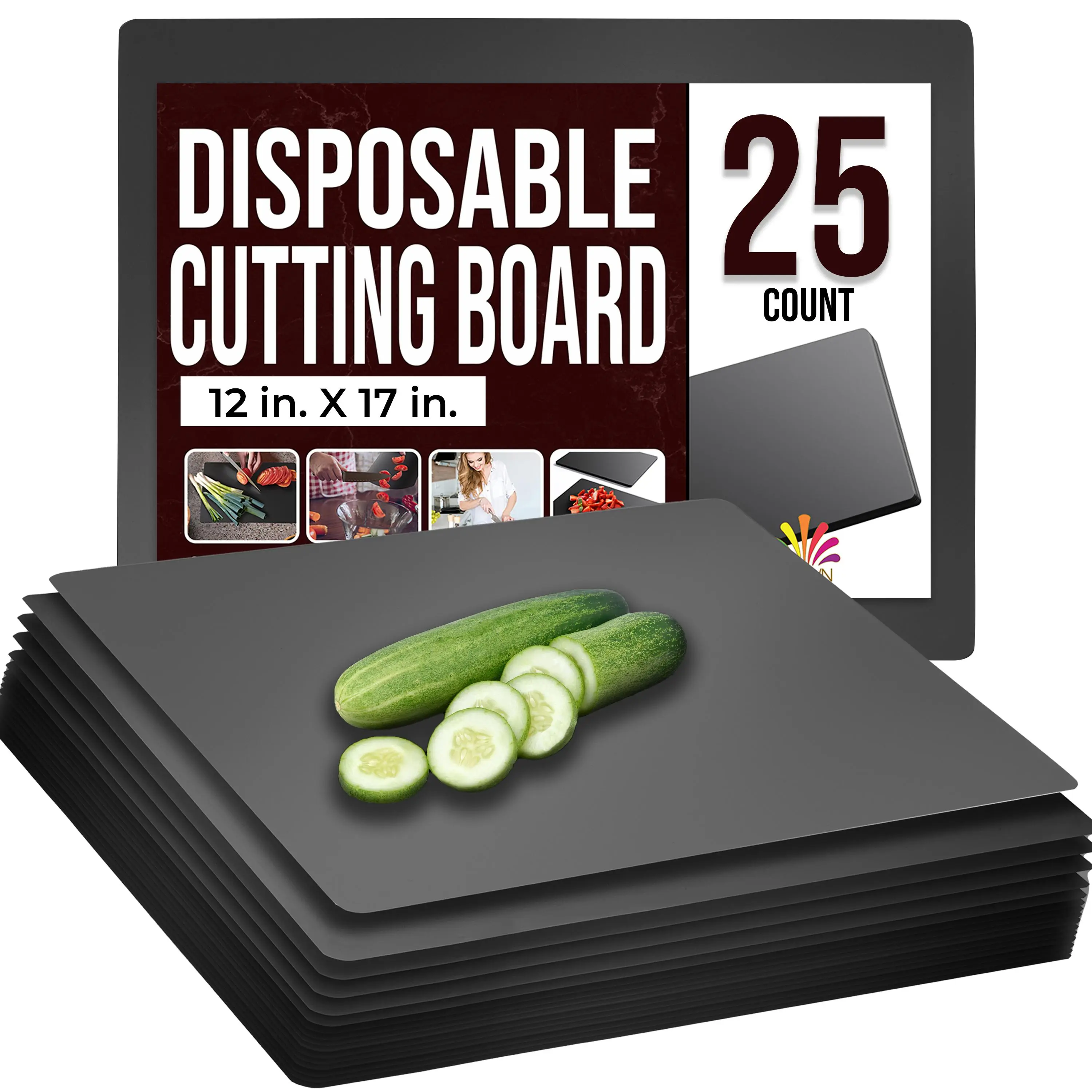 12 in. X 17.5 in. Black Disposable Cutting Boards | 25 Count 12 in. X 17.5 in. Black Disposable Cutting Boards | 25 Count