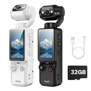 1080P Mini Pocket Camera Portable Video Recorder 180° Rotating Lens Handheld Stabilizer Small Vlogging Camera for Travel Daily Life Recording