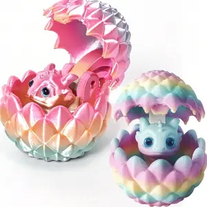 Mini Cartoon Cute Dragon Scale Egg with Mini Flying Dragon Inside, Unique Home Decoration, Car Decoration, 3D Printed Animals