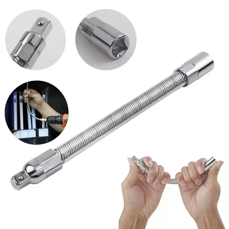 1pc, chrome vanadium steel extension rod, 1/4" drive end - high torque, bendable, rust-resistant, used for car maintenance Automotive Maintenance Tools, Car Repair Tools (accessory only, wrench not included)