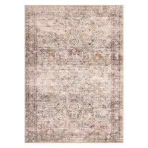 5'x7' Area Rugs for Living Room Vintage Washable Non Slip Rugs for Dining Room Bedroom Indoor Rugs for Office Caramel